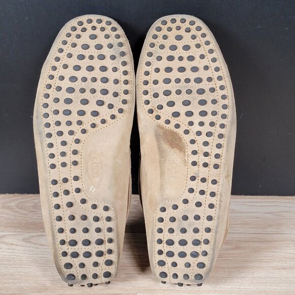 Tods Gommino Driving Loafers Mens Size 10.5 Beige Moccasin Shoes Made In Italy - Picture 9 of 10